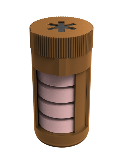 Product design render of a container